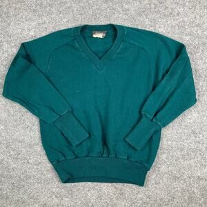 Sportswear Sweater Womens Large Green Wool Blend V-Neck Classic Pullover Vintage